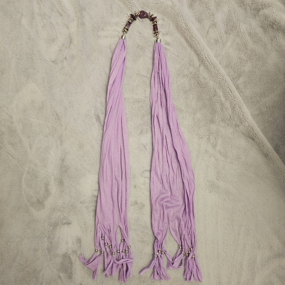 Lavender Scarf With Silver And Purple Beading